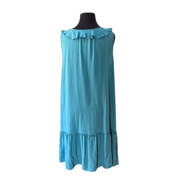 Time & Tru Blue Ruffle Sleeveless Tie-Front Dress XL - Picture 3 of 8